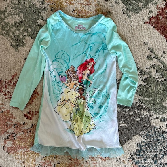 Disney Princess Mint Green Silky Nightgown Girls Size 6 - Picture 6 of 8